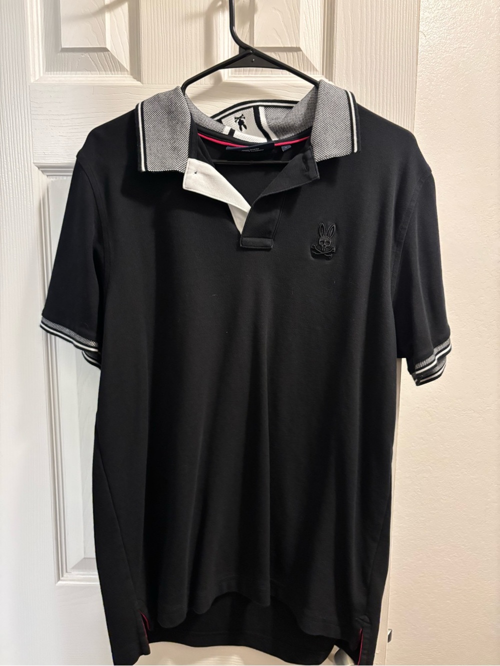 Psycho Bunny Black Polo with Gray-Trim Collar